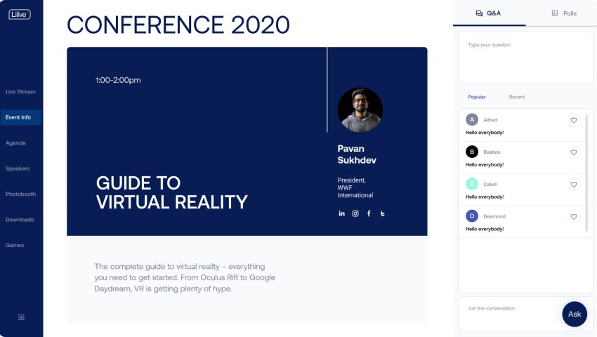 Liiive Virtual Event Platform Events